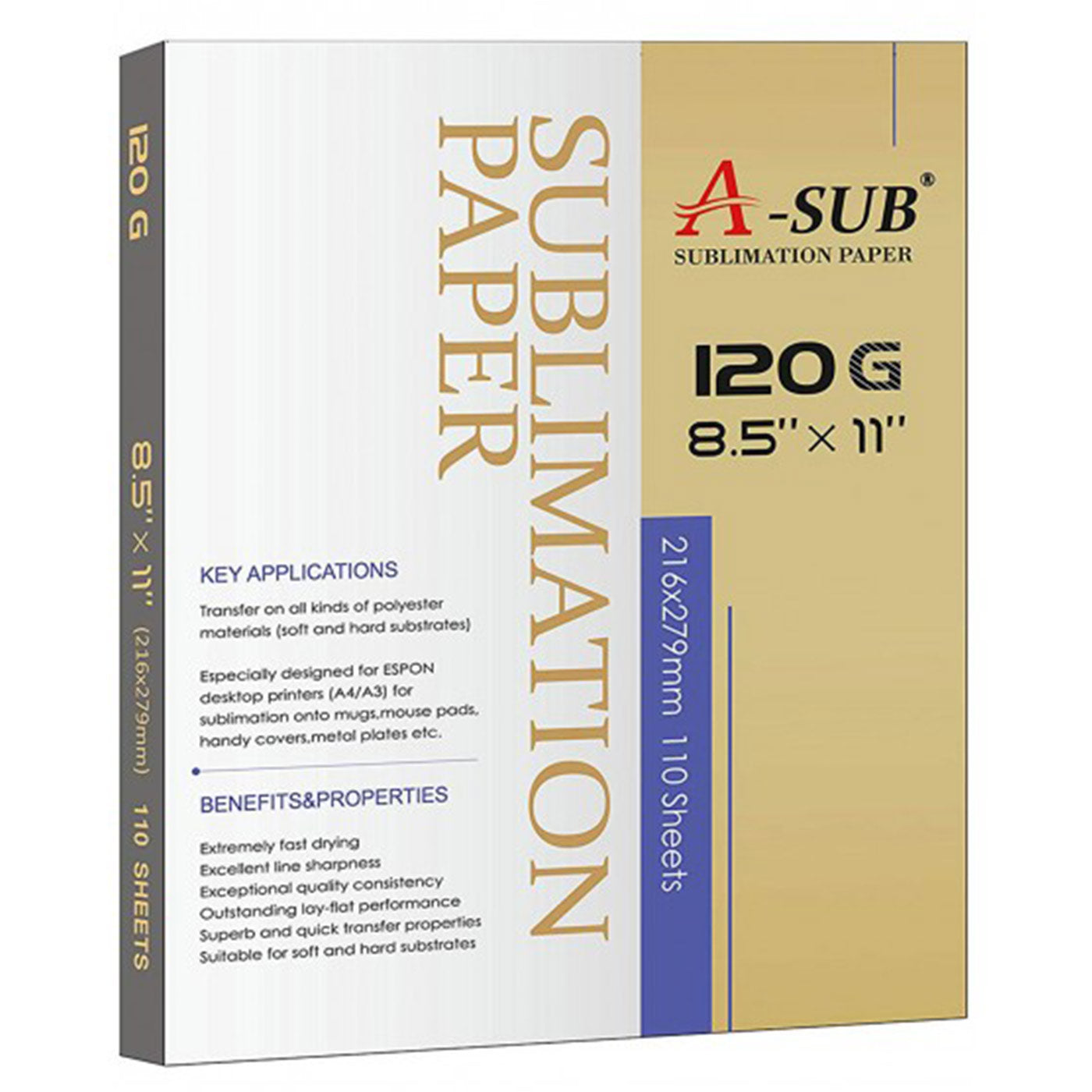 A-SUB Sublimation Paper 120gsm 110 Sheets Used For All Inkjet