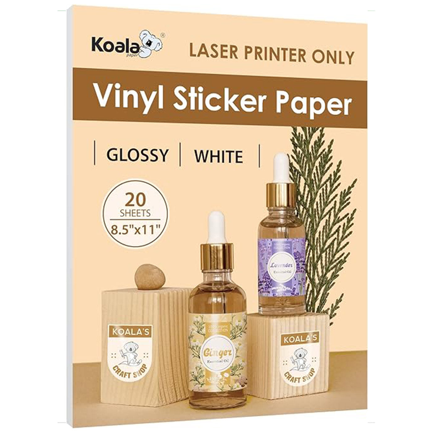 Koala Full Sheet Printable Vinyl Sheets for Inkjet Printer Vinyl Sticker Paper Matte White Waterproof Label 8.5x11