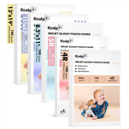 Koala Glossy Inkjet Photo Paper 8.5X11 Inches 48lb 100 Sheets Professional  Glossy Photographic Paper Compatible with Inkjet Printer Use DYE INK 180GSM