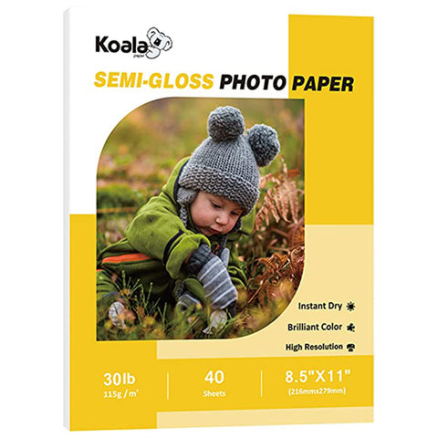 Koala 115gsm Semi-Glossy Thin Inkjet Photo Paper 8.5x11 Inches 40 Sheets for Diy Chip Bags Compatible with Inkjet Printer 30lb