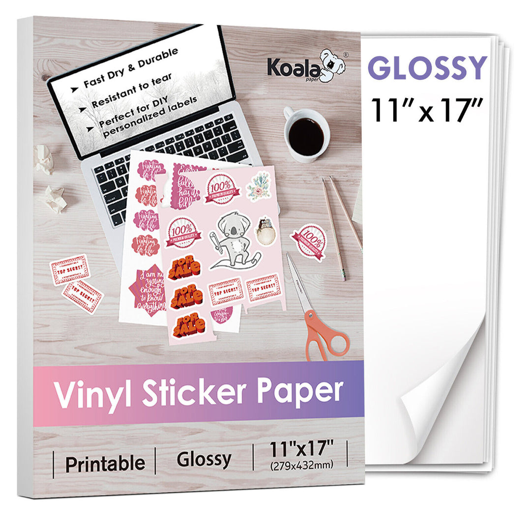 Printable Vinyl Sticker Paper Inkjet Laser 40 Sheets Glossy Matte Self  Adhesive