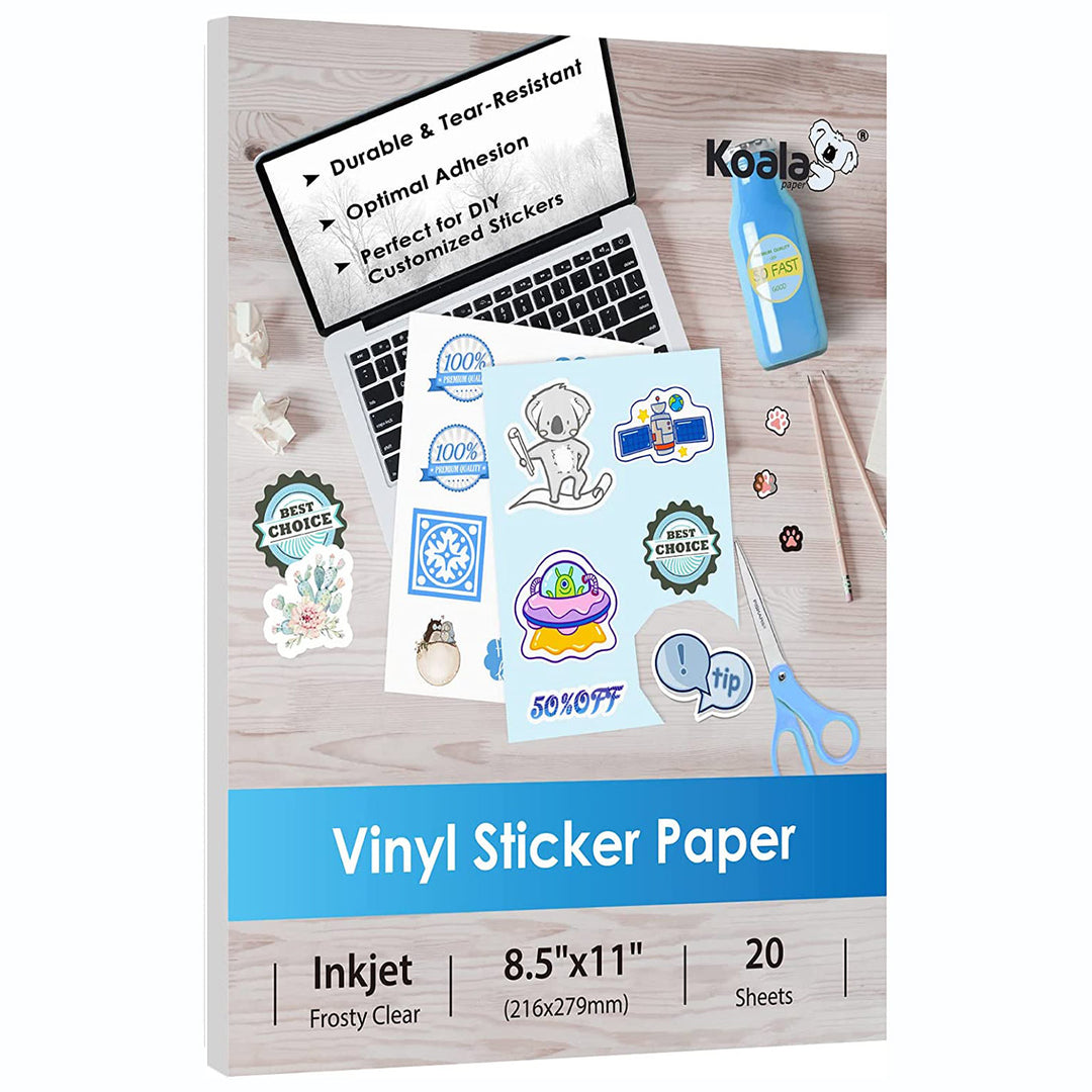 10Sheets Frosty Transparent Printable Vinyl Sticker Paper A4 Size ( 8.25 X  11.7) Waterproof Vinyl Sticker Paper Quick Dry For Inkjet/Laser Printer