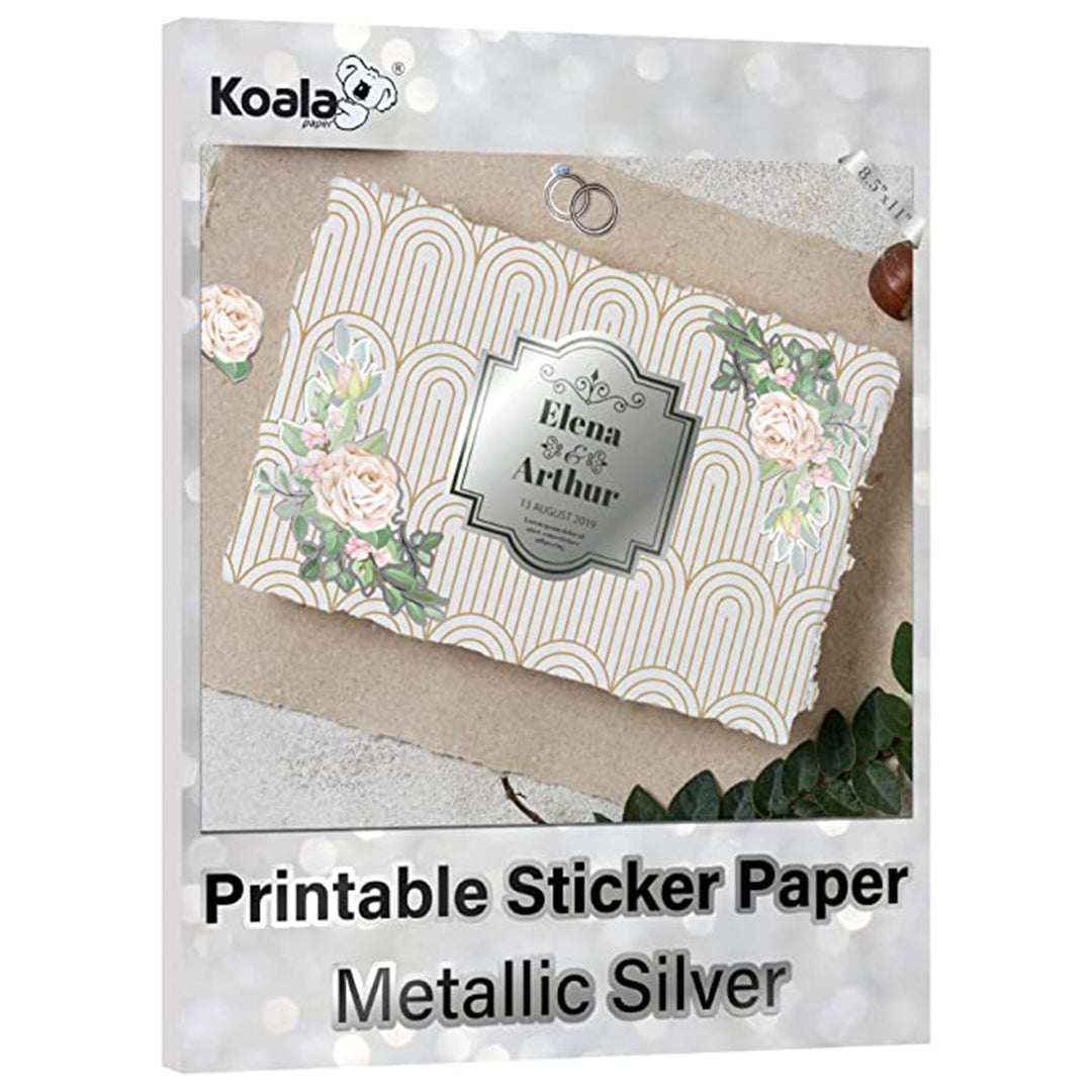 Koala Metallic Gold Printable Sticker Paper for Inkjet and Laser Printer,  20 Sheets 8.5x11 Inches