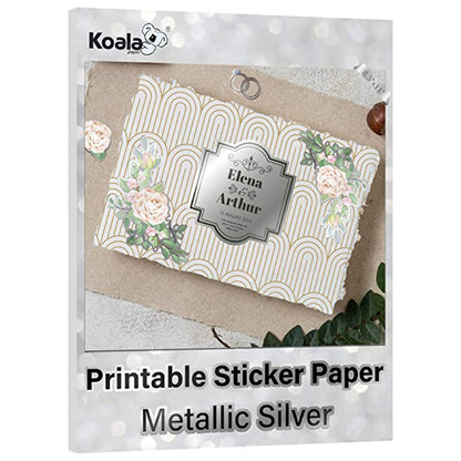 Koala Pearl Glossy Sticker Paper for Inkjet and Laser Printer, 20 Sheets  8.5x11 Inch Printable Pearly Gloss Photo Sticker Paper for Wedding Birthday