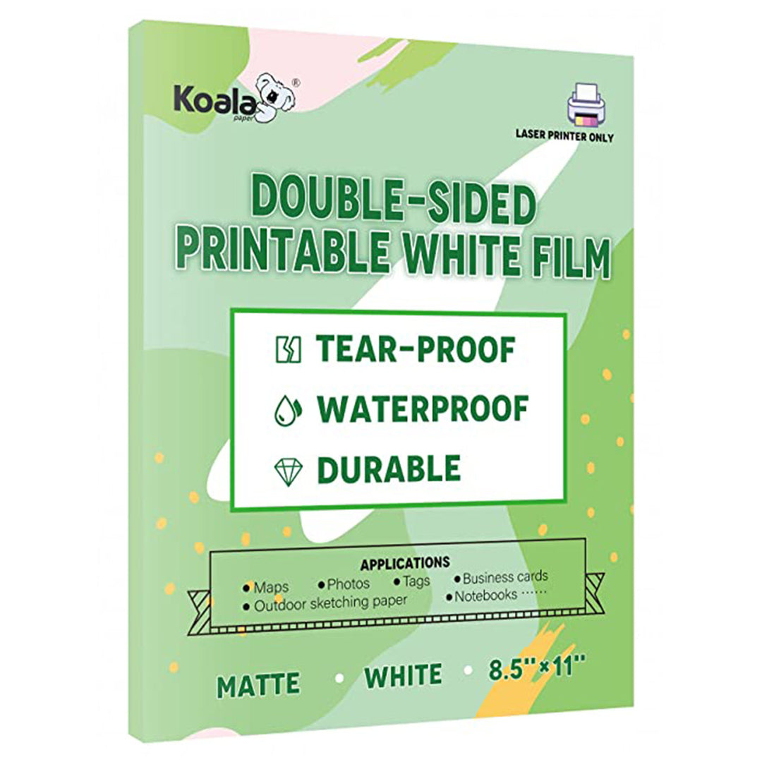 Koala Glossy White Film for Inkjet Printers, Waterproof and