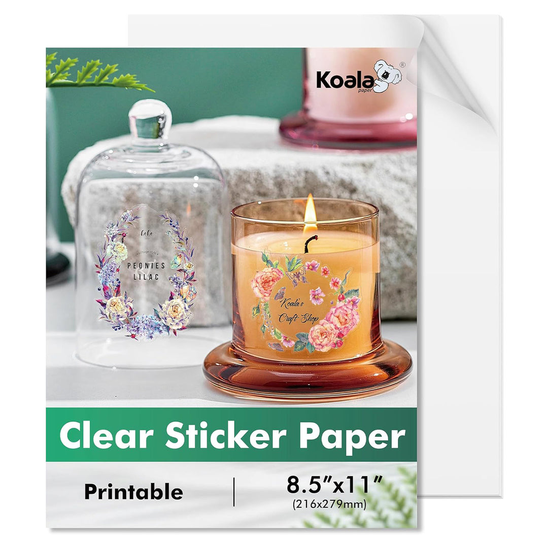 Koala Printable Vinyl Sticker Paper for Inkjet Printers 20 Sheets Glossy  White Waterproof Printable Sticker Paper 8.5x11 Inch, Tear-Resistant