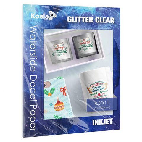 KOALA Clear Glitter Waterslide Decal for Inkjet Printer 5 sheets