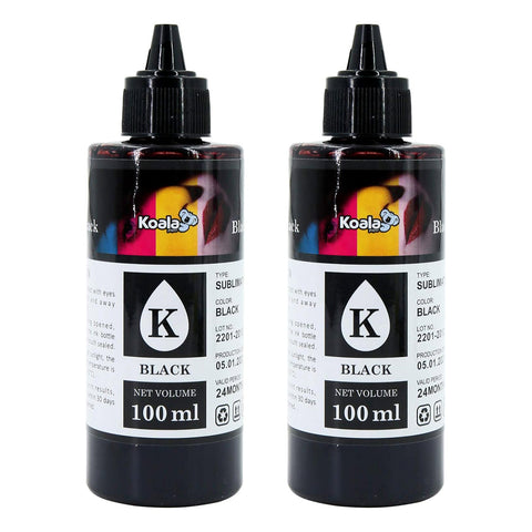 Koala Black Sublimation Ink Refill Bottles 2x100ML