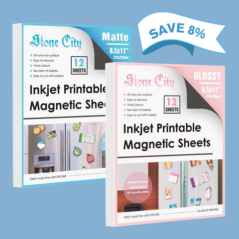 Stone City Glossy & Matte Printable Magnetic Sheets 24 Sheets