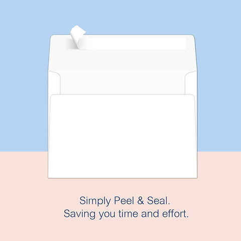 White Self Seal Invitation Envelope  A7 5.25" x7.25” 100 Pcs