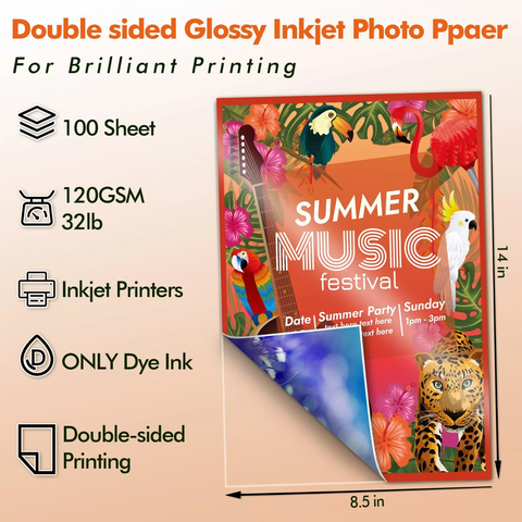 Koala Double Sided Glossy Photo Paper 120gsm 32lb 8.5x14 inches For Inkjet Printers