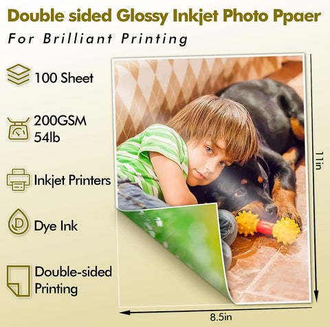 Koala 200gsm Double Sided Inkjet Glossy Photo Paper Thick 100 Sheets 54lb