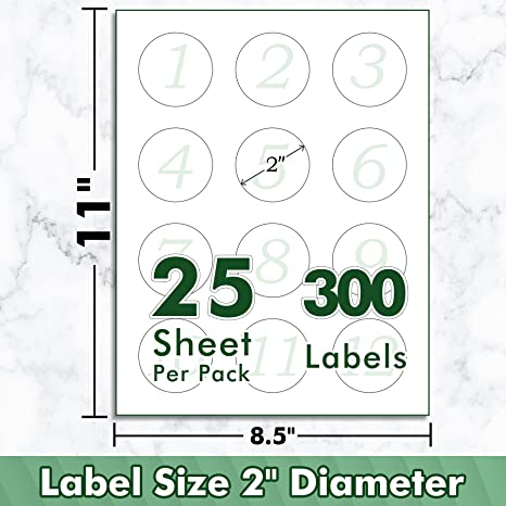 Koala Round Glossy White Printable Circle Labels for Inkjet and Laser Printer,  2 Inches 300 Round