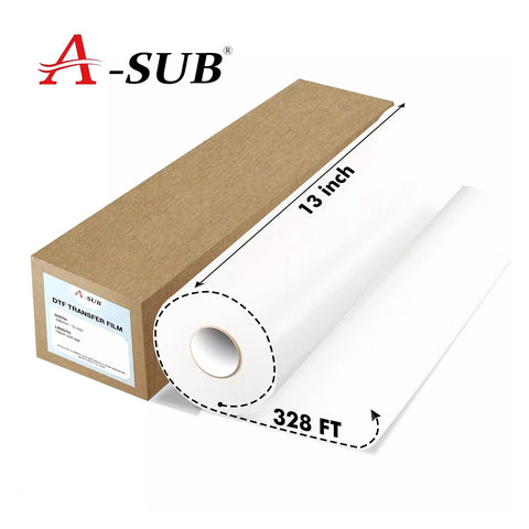 A-SUB A3+ DTF Transfer Roll Film 13in x 328ft DTF Film Premium Hot Cold Peel