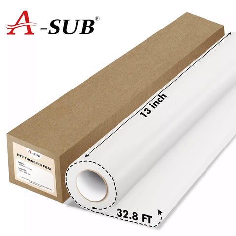 A-SUB A3+ DTF Transfer Roll Film 13in x 32.8ft DTF Film Premium Hot Cold Peel