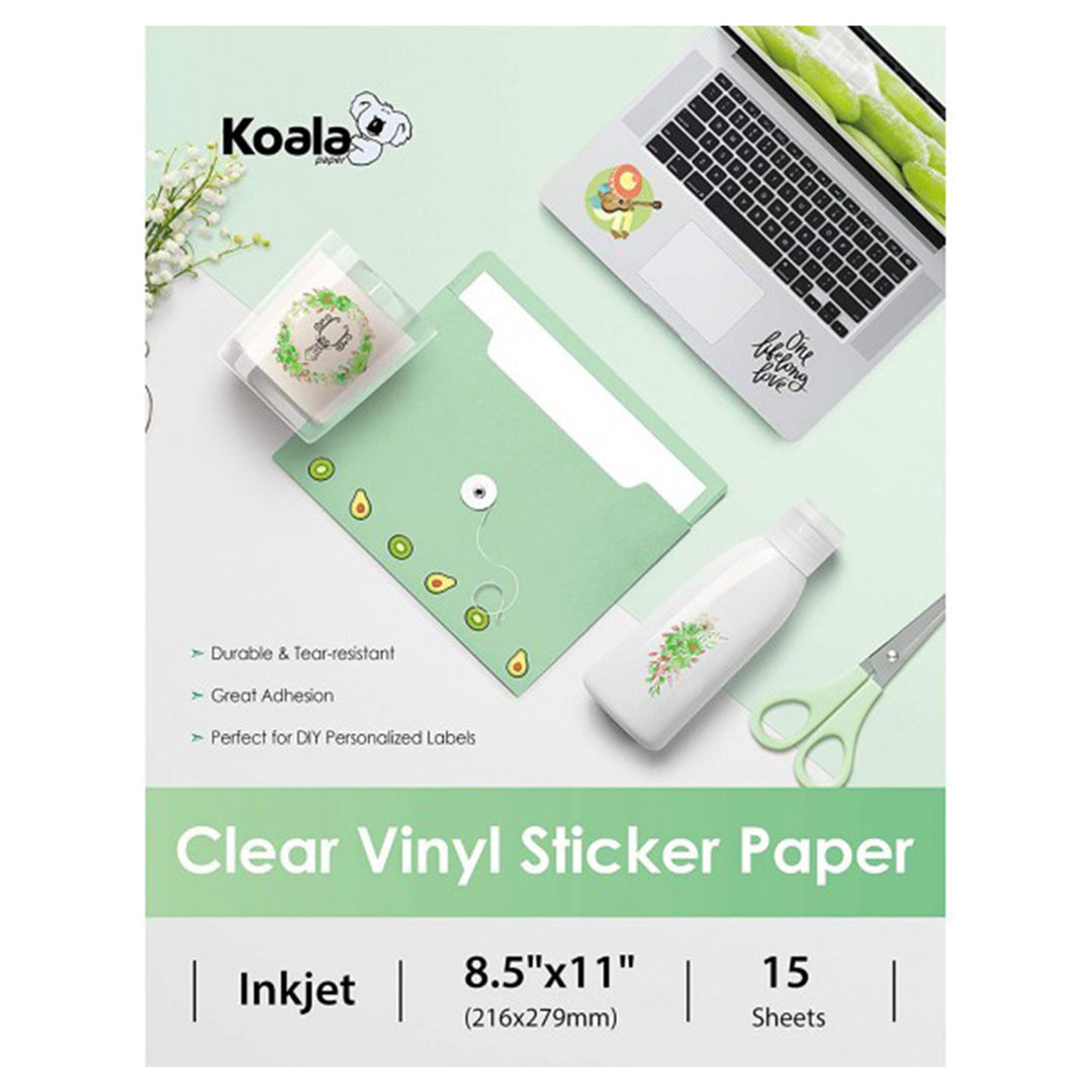 Printable Vinyl - Sticker Paper for Inkjet Printer for Epson (25 Sheets,  8.5 x 11, Anti Jam) - Glossy Printable Sticker Paper - Inkjet Printable
