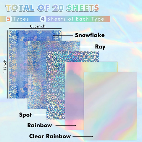 Mixed Koala Holographic Waterproof Vinyl Sticker Paper for Inkjet & Laser