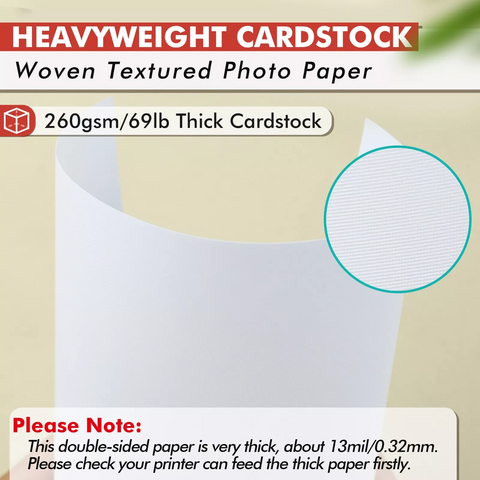 Koala Woven Textured Thick Double Sided Photo Paper For Inkjet & Laser Printer 8.5x11  inches 50 Sheets 69lb 260gsm