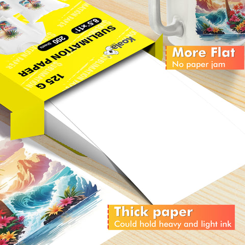 Koala Sublimation Paper 125gsm 200 Sheets Used For Inkjet Printers 8.5x11 inches