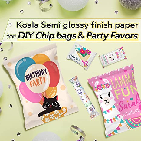 Koala 115gsm Semi-Glossy Thin Inkjet Photo Paper 8.5x11 Inches 40 Sheets for Diy Chip Bags Compatible with Inkjet Printer 30lb