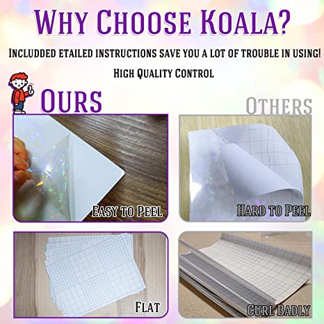 Koala Self Adhesive Laminate Sheets Transparent Waterproof Holographic A4 25 Sheets