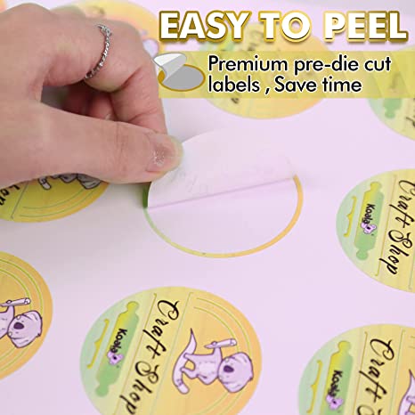 Koala Matte White Waterproof Printable Circle Labels for Inkjet and Laser Printer, 2 Inches 60 rounds