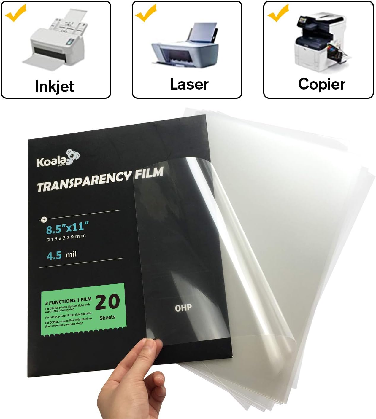 KOALA OHP Film for Inkjet & Laser Printers 20 Sheets – koalagp