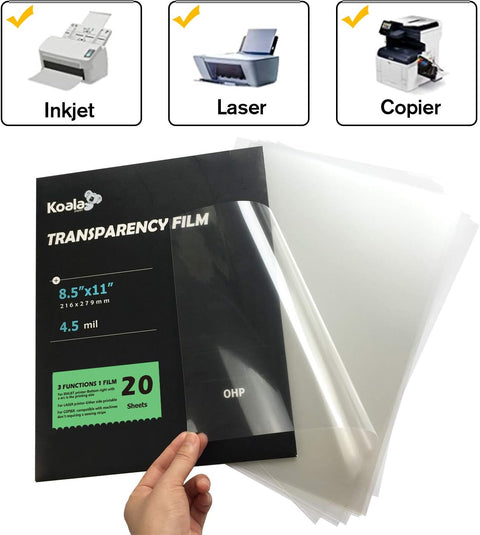 KOALA OHP Film for Inkjet & Laser Printers 20 Sheets