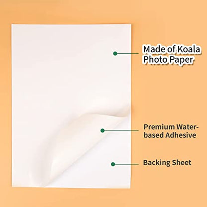 sticker paper for printer  Sticker Paper, 100 Sheets, White Matte
