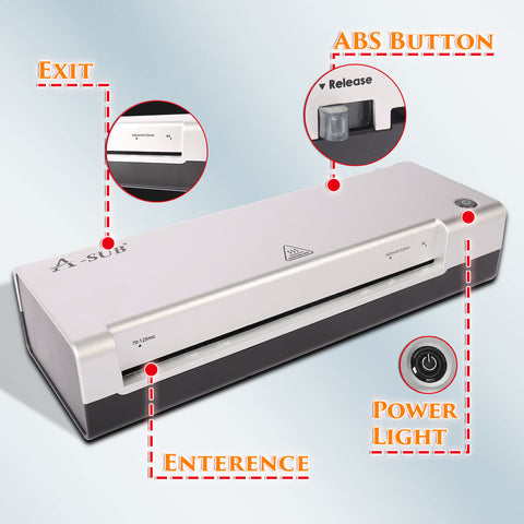 A-SUB A4 Laminator Thermal Laminating Machine + 20 Pouch + Corner Rounder