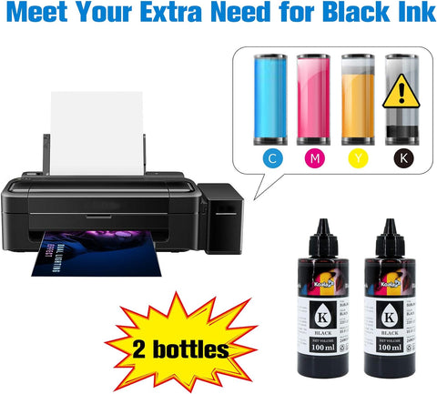 Koala Black Sublimation Ink Refill Bottles 2x100ML