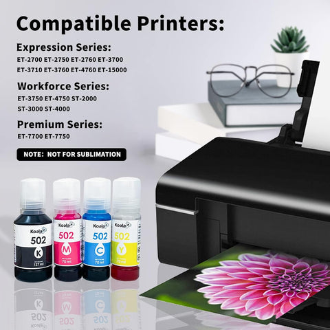 Koala 502 T502 Ink Bottle Replacement with EPSON Printer (B/C/Y/M)