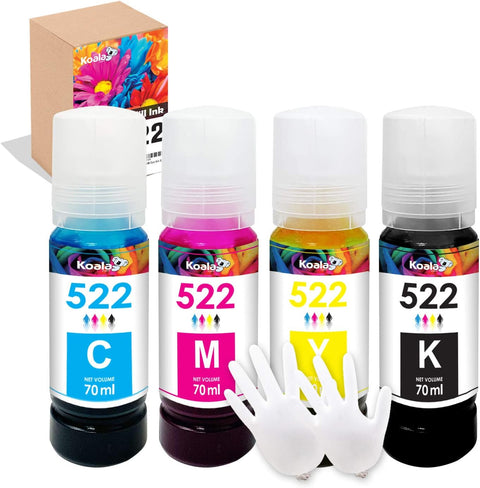 Koala 522 T522 Refilled Ink Bottle Replacement with EPSON Printer (B/C/Y/M)