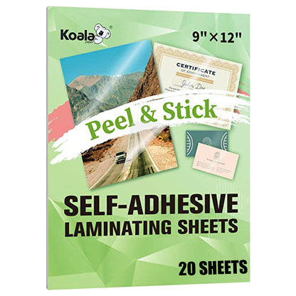 Koala Self Adhesive Laminating Sheets - 9 x 12 Inches - 20 Sheets