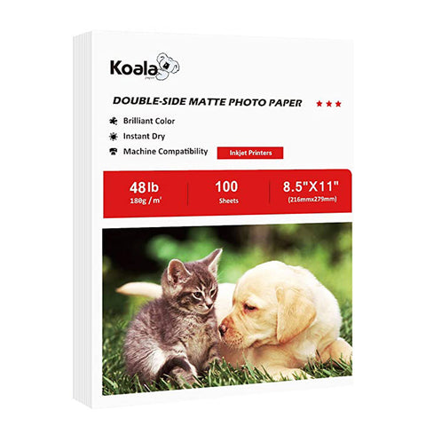 Koala 180gsm Double-side Matte Photo Paper 8.5X11 Inches Compatible with Inkjet Printer 48lb