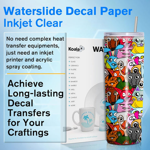 Koala Clear Waterslide Decal for Inkjet Printer 8.5" x 11" 20 Sheets