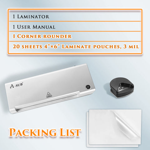 A-SUB A4 Laminator Thermal Laminating Machine + 20 Pouch + Corner Rounder