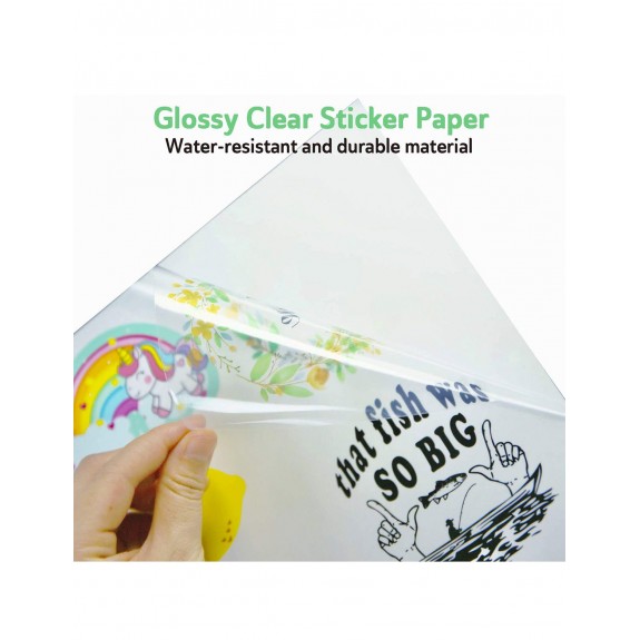 Printable Vinyl Sticker Paper for Inkjet Printer - 8.5x11 20 Sheets - Glossy