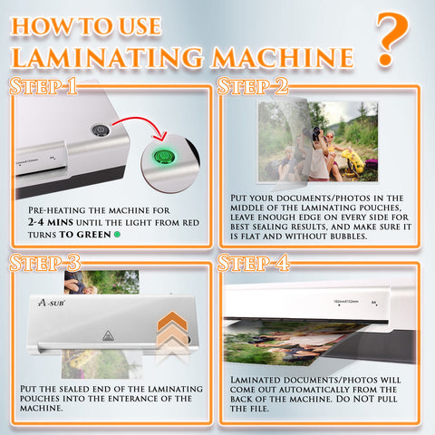 A-SUB A4 Laminator Thermal Laminating Machine + 20 Pouch + Corner Rounder