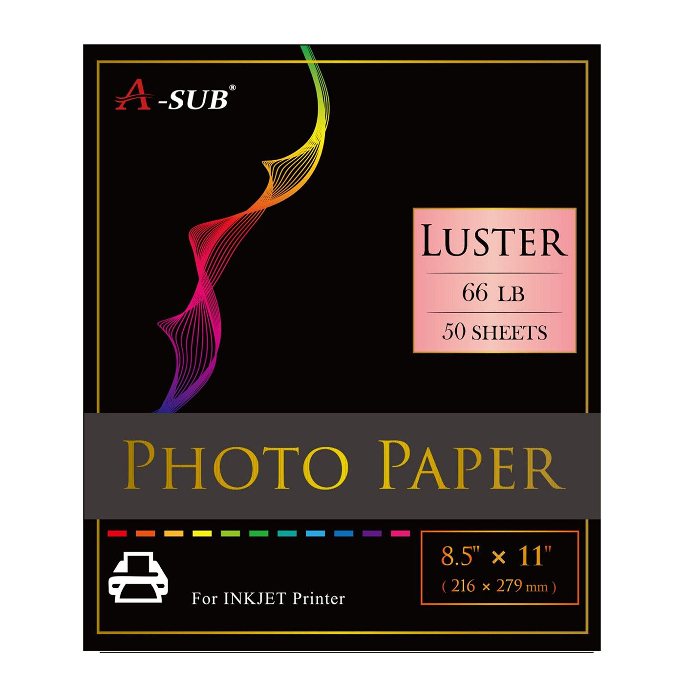 A-SUB RC Photo Paper Luster 250gsm 66lb 8.5X11 inches 50 Sheets