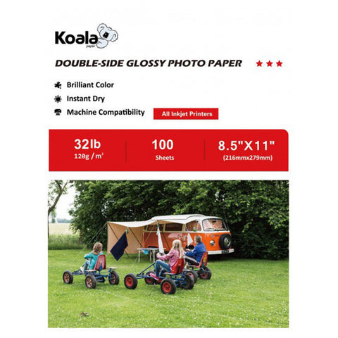 Koala 120gsm Double Side Glossy Photo Paper 100 Sheets Compatible with Inkjet Printer 32lb