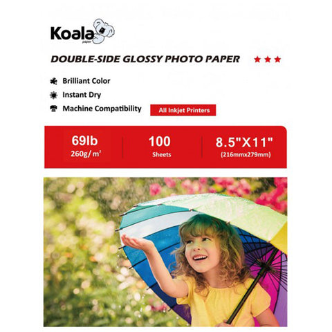 Koala 260gsm Double Side Glossy Photo Paper 100 Sheets Compatible with Inkjet Printer 69lb