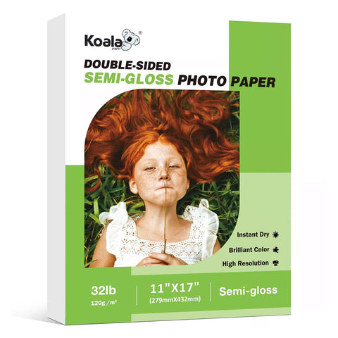 Koala 120gsm Double Sided Semi-gloss Photo Paper For Laser and Inkjet Printers 32lb 11x17 inches 100 sheets