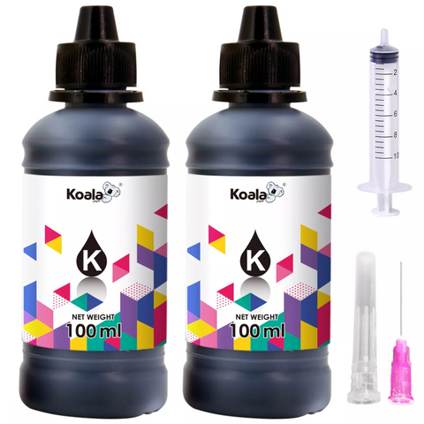 Koala 2x100ML Refill Black Pigment Ink Bottle for Epson Printer