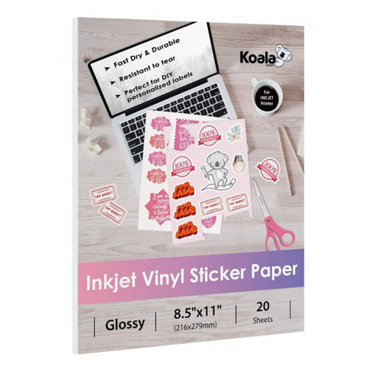 Weliu Printable Sticker Paper for Your Inkjet Printer - 8.5 x 11 Inches 20  Sheets Translucent Premium Waterproof Sticker Paper - Dries Quickly and