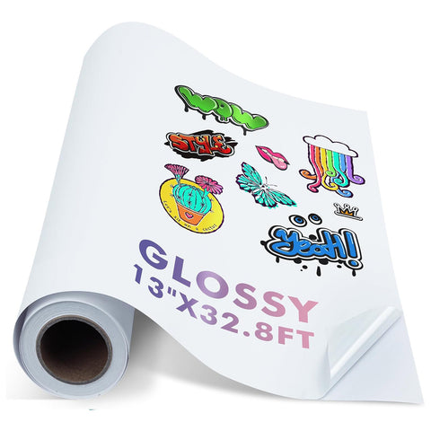 Koala Printable Vinyl Sticker Paper Roll for Inkjet Printers, 13 inch x 32.8 ft White Glossy