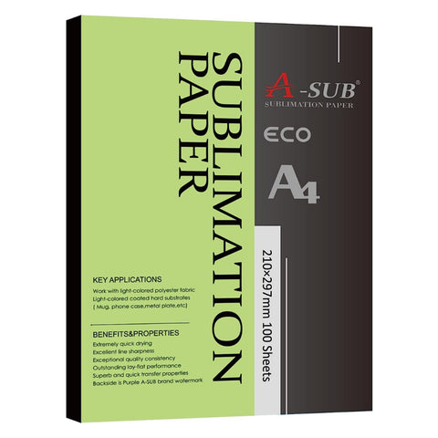 A-SUB ECO Sublimation Paper 125gsm A4 Size (8.3x11.7 Inches) 100 sheets