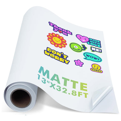 Koala Printable Vinyl Sticker Paper Roll for Inkjet Printers, 13 inch x 32.8 ft White Matte