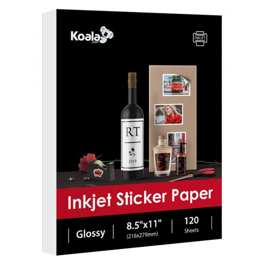 Koala Clear Sticker Paper for Inkjet Printers -Crystal Clear Non-Waterproof  Glossy Printable Vinyl 8.5x11 Inch 9 Sheets and Self-Adhesive Laminating
