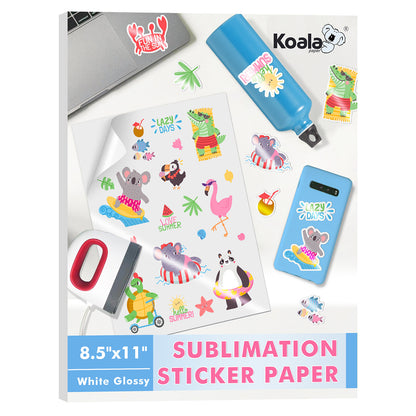 Koala 100% Sublimation Sticker Paper 25 Sheets- Glossy White Without back watermark